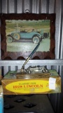 Classic 1920s Lincoln lot: plastic kit, wood-paneled photo, pen holder