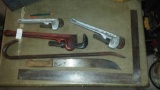 6 Hand Tools: Pipe Wrenches, Crowbar, Etc.
