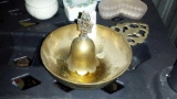 (1) Small Sllverplated Bell with (1) Handled Piece of unknown material