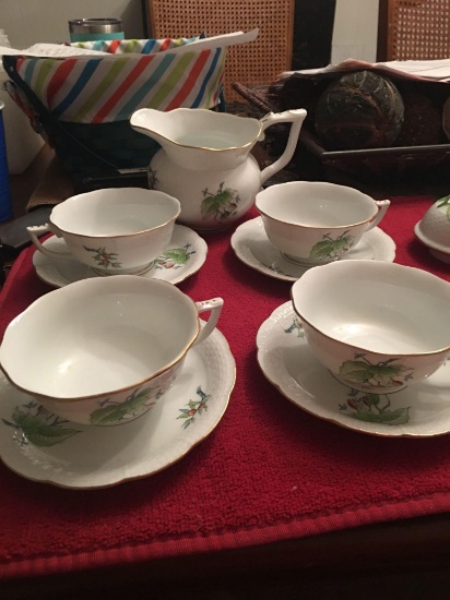 Exquisite and extremely rare Herend 9 piece tea set