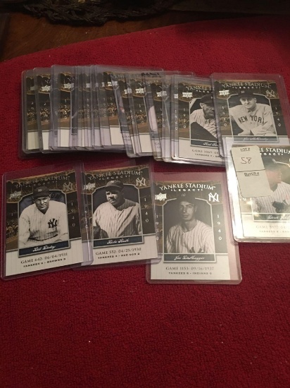 Rare lot of 24 Upper Deck Yankee Stadium Legacy cards. Ruth, Jeter, DiMaggio etc
