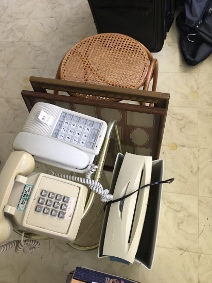 Vintage phone, two side tables and more
