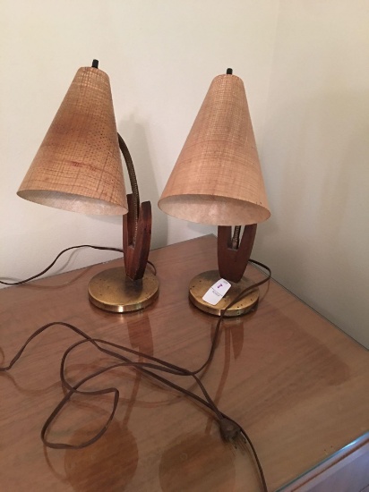 Pair of midcentury boudoir or desk lamps