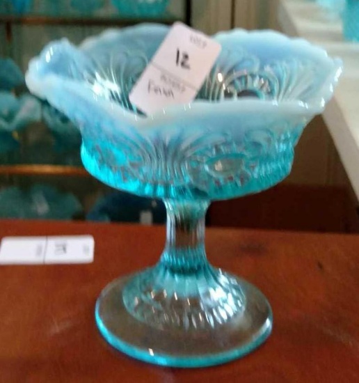 Fenton blue glass dish