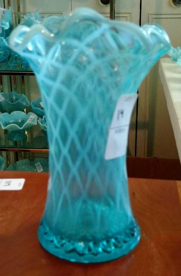 Opalescent Blue Glass vase