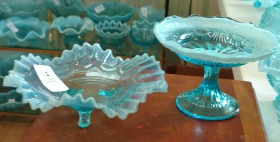 Opalescent Blue Glass trays