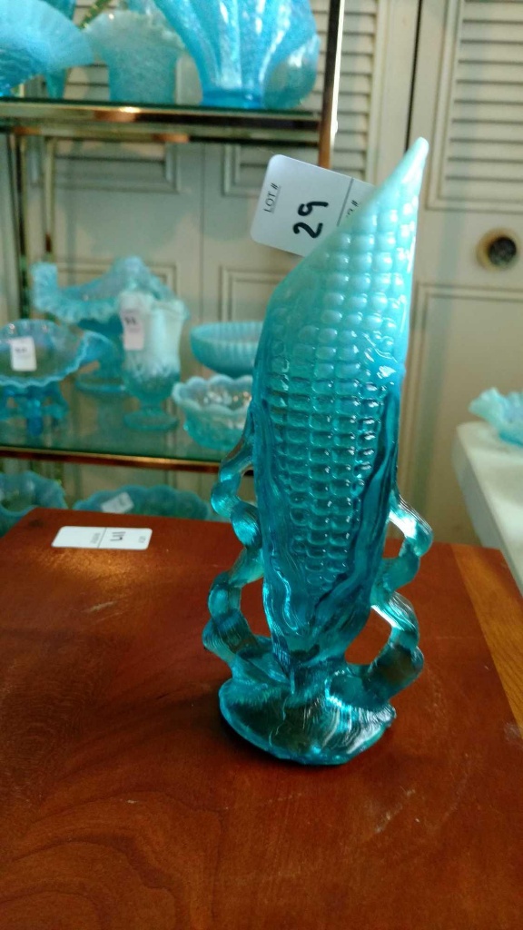 Blue Glass corn cob vase 29 2