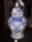 Extra Large Blue and White Porcelain Lidded Jar with Dragons