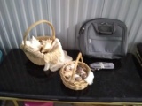 Almost new Samsonite bag and baskets of shells