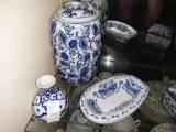 3 blue and white porcelain pieces