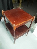 Small vintage table on Casters with Slide-out Tray and Drawer