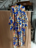 100% Polyester Japanese Kimono, Blue and Yellow