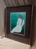 Signed Watercolor, mixed media nude, by Esther Ginot, 1979