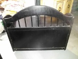 Black Wood Bench on Casters with Inside storage