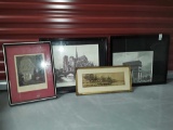4 Framed Architecture and Landscape Wall Art Pieces