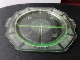 Brilliant Green Glass Sectioned Dish