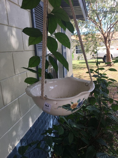 Pretty hanging painted ceramic hanging bowl planter