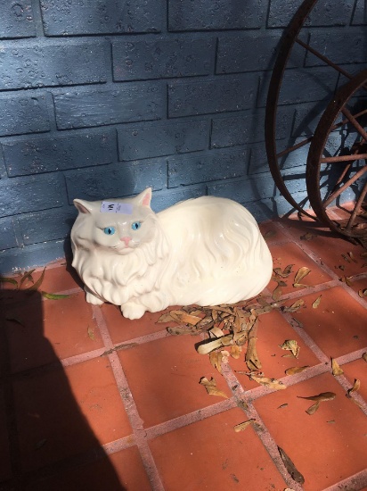 Large porcelain ceramic white cat