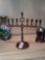 Metal Jewish menorah candle holder