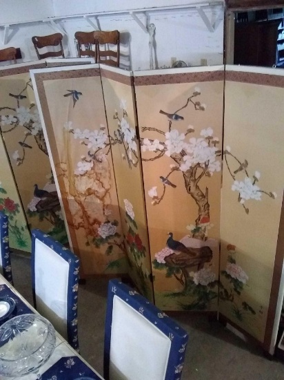 4 Panel, Double Sided, Room Divider, Oriental Style, Appears Handpainted