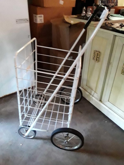 Fold-up rolling cart metal with four wheels