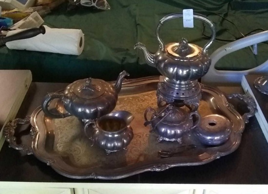"Melon Sheffield Design Reproduction by Community" TEA SET WITH TRAY!