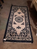 Thick Weave, Blue and White Narrow Rug