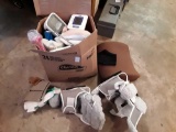 Box Lot of medical Braces, Rehab Tools, and blood Pressure Monitors