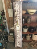 Very nice country style Christmas decor. Metal Stars and bells, tall shabby chic rejoice sign