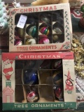 Two boxes of vintage glass Christmas tree ornaments