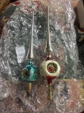 Two vintage mid century glass tree toppers