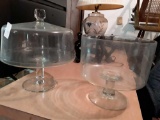 GIGANTIC GLASS CAKE STAND WITH LID AND TRIFLE BOWL!