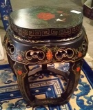 Beautiful, Ornately Painted Oriental Stool / Pedestal