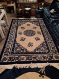 Extra Large Blue,Floral and Geometric, Rug