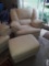 Very Nice, Ivory Leather Armchair with Ottoman, Matches 1 and 1A