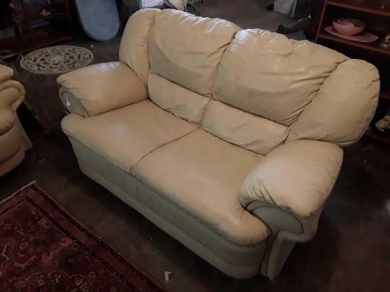 Very Nice, Ivory Leather Loveseat, Matches 1 and 1B
