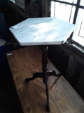Small Marble-top Side Table with Wood Base