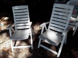 Set of 2 White Highback Patio Chairs, Foldable