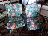 2 Large Bottom Green, Metal Frame Patio Chairs with Pads