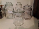 4 Clear Glass Jars with Lids