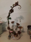 Decorative Floral Lamp with Stone Base