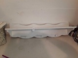 White Wood Wall Shelf with Pegs