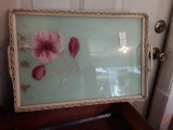 Vintage Tray with Pink Painted Flowers