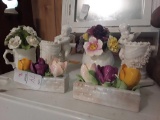 6 Porcelain ceramic floral Easter etc Pcs. Some Chipping