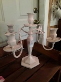 Adorable Silverplate painted shabby chic Pink Candle Holder