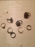 8 vintage costume jewelry rings