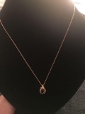 14K gold and sapphire pendant on 14k chain
