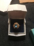 Beautiful 14K gold and aquamarine ornate ring
