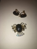 Vintage Van Dell 1/20 12K Gold filled Onyx pendant and earring set