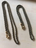 SET OF 2 TRIFARI TWISTED BLACK & GOLD ROPE NECKLACES 24? & 18?